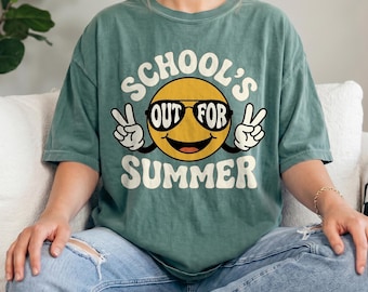Comfort Colors®  School's Out For Summer Teacher Shirt, Striped Summer Teacher Shirt, Last Day Of School Tee, Cute Teacher Shirt