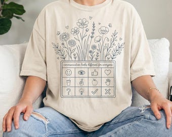 Camiseta Comfort Colors® "La comunicación se ve diferente para cada persona", regalo de agradecimiento para maestros, camiseta de terapia del habla, camiseta de autismo, regalo para maestros