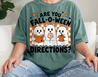 Comfort Colors® Halloween Teacher Shirt, Are You Fall-O-Ween Directions Tee, Cute Ghost Teacher Shirt, Funny Halloween Classroom Tee