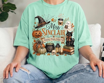 Comfort Colors® Halloween Teacher Shirt, Making Magic Every Day Tee, Personalized Teacher Shirt, Spooky Teacher Tee, Witchy Teacher Gift