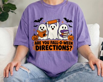 Comfort Colors® Halloween Teacher Shirt, Are You Fall-O-Ween Directions Tee, Funny Ghost Teacher Shirt, Spooky Classroom Shirt