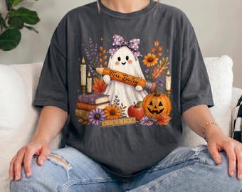Comfort Colors® Halloween Teacher Shirt, Personalized Ghost Teacher Tee, Spooky Teacher Shirt, Pumpkin Fall Teacher Tee, Teacher Gift