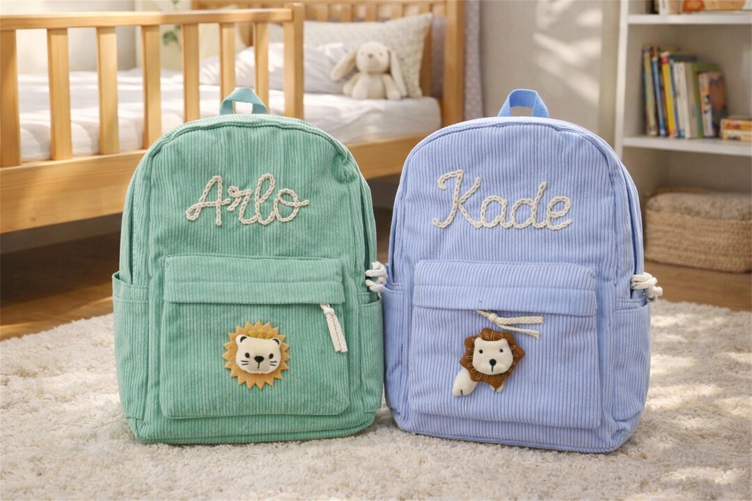 Personalized Corduroy Backpack – Custom Name Kids School Bag, Toddler ...