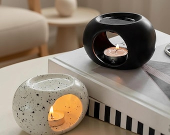 Quemador de aceites esenciales de cerámica, calentador de cera para velas de té, difusor de fragancias para el hogar.