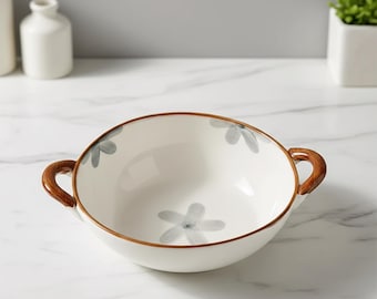 Cuenco grande de cerámica para fideos con asa, cuenco para sopa y pasta de 1500 ml, apto para microondas.