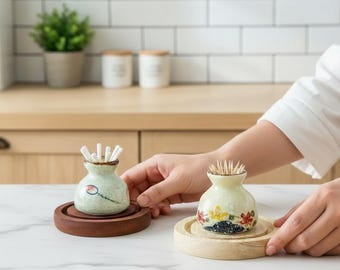 Palillero de cerámica de estilo japonés, mini tarro para hisopos de algodón