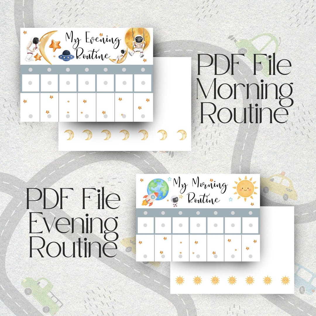 Space Routine Cards for Toddlers | Morning Evening Visual Planner (PDF ...