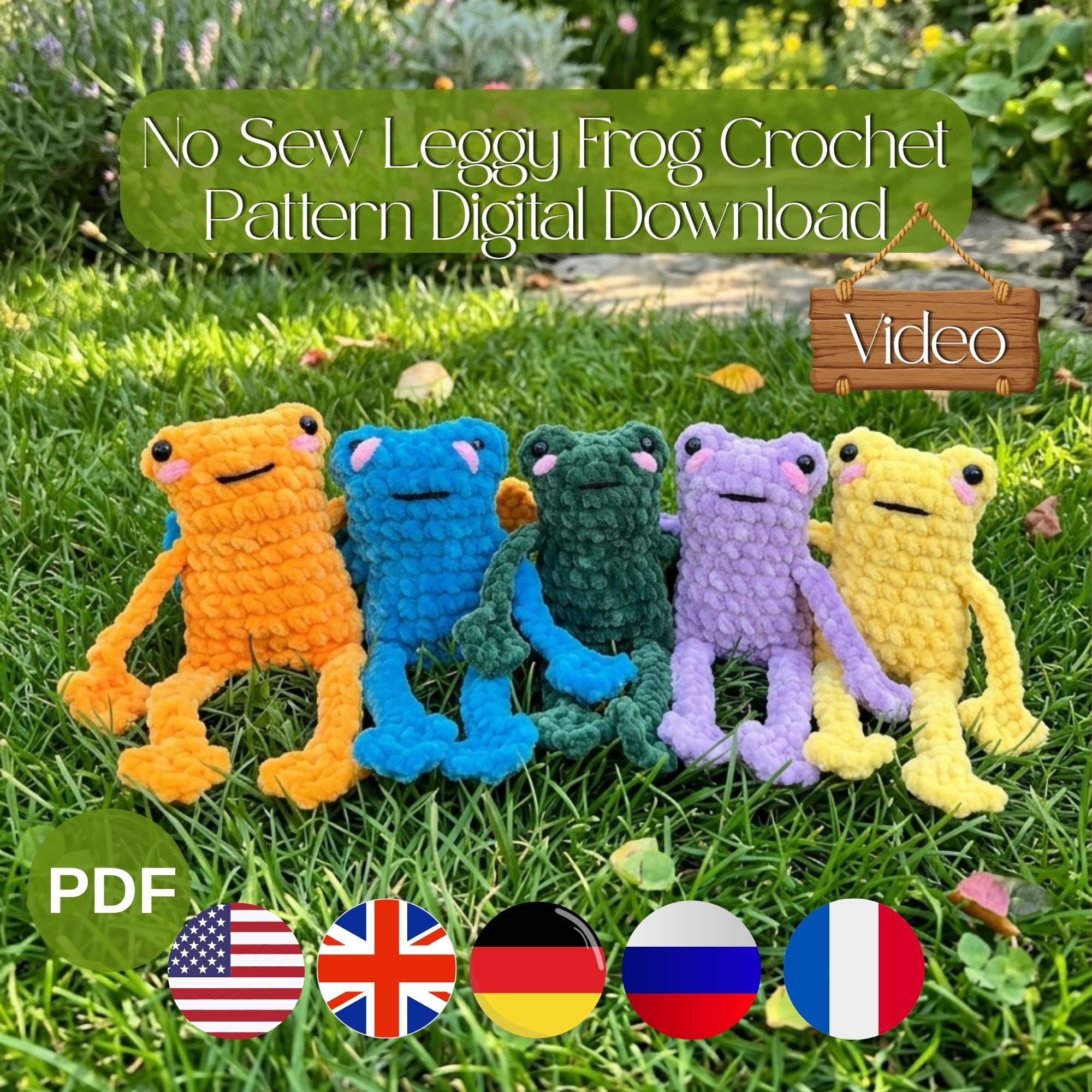 30 Leggy Frog Crochet Patterns to Charm Kids and Frog Fans 14 No Sew Leggy Frog Crochet Pattern, Squishy Velvet Amigurumi PDF