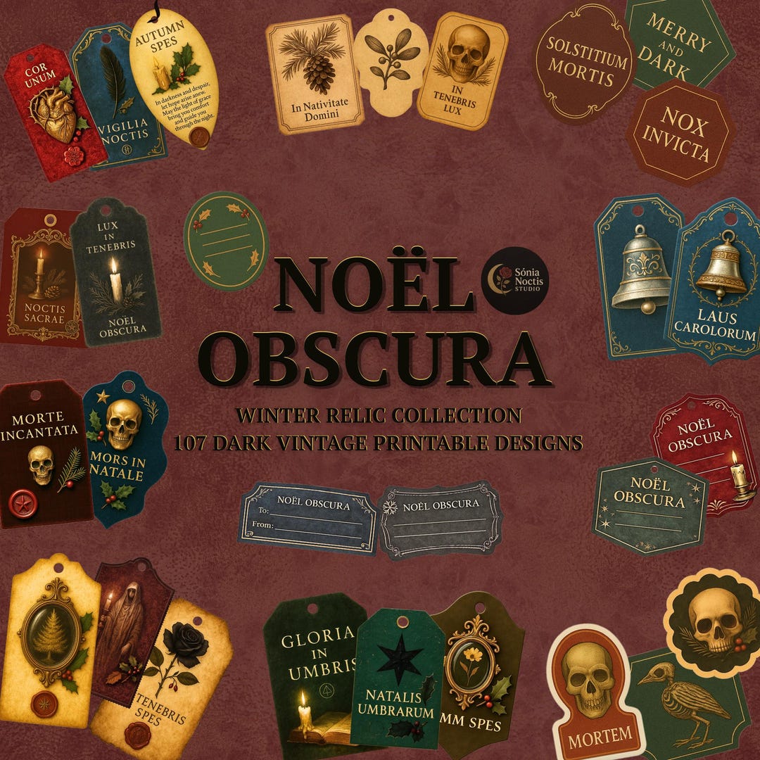Goth Labels Noël Obscura — Gothic Vintage Christmas Tags & Labels (digital Download ...