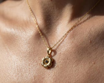 Collar con colgante de flor de nacimiento pequeña personalizado, collar con piedra de nacimiento, collar de flores, regalo para mamá, regalo para dama de honor, regalo para ella