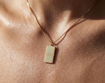 Collar con inicial delicada, colgante con letra grabada personalizada, collar con nombre personalizado en oro de 14 quilates.