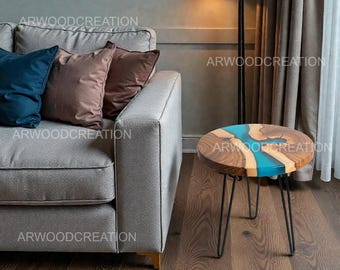 Live Edge Epoxy Coffee Table Walnut Side Table for Living Room Furniture