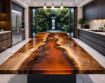 Handmade Wooden Epoxy Countertop | Custom River Table
