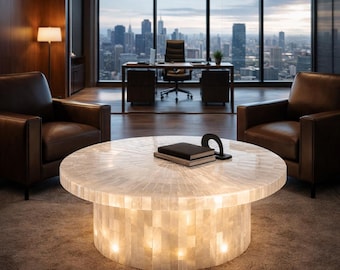 Handmade Selenite Gemstone Table Top | Luxury Sunburst Crystal Decor