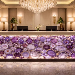 Custom Purple Agate Bar Top | Kitchen island Counter Slab | Marble stone bar Furniture