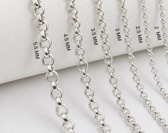 Sterling Silver Rolo Chain Necklace 925, Dainty or Chunky Silver Chain, Unisex Minimal Jewelry Gift for Women Men, Silver chain