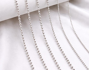 Sterling Silver Ball Bead Chain Necklace, Minimalist Dainty Jewelry, Everyday Layering Chain, Boho Chic Style