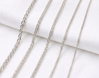 Sterlingzilveren Spiga-ketting, tarwegeweven Bali-ketting, elegante minimale zilveren ketting, uniseks sieradencadeau