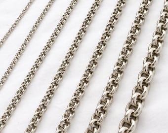 Sterling Silver Rolo Chain Necklace 925, Dainty or Chunky Silver Chain, Unisex Minimal Jewelry Gift for Women Men, Silver chain
