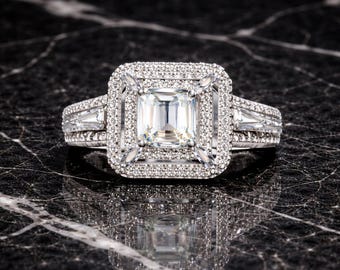 Baguette zircon ring made of 925 sterling silver, a gift for women