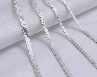 925 Sterling Silver Serpentine Chain Necklace, S Link Wave Chain, Minimalist Unisex Gift Chain