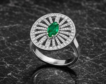 925 sterling silver rings with green and blue zircon stones