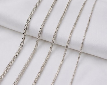 Sterling Silver Spiga Chain Necklace, Wheat Woven Bali Chain, Elegant Minimal Silver Necklace, Unisex Jewelry Gift