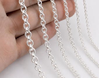 Collana a catena Rolo in argento sterling 925, catena in argento sottile o spessa, gioiello minimalista unisex, regalo per uomo e donna, catena in argento