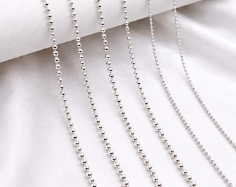 Sterling Silver Ball Chain Necklace, Bead Chain Pendant, Minimal Jewelry