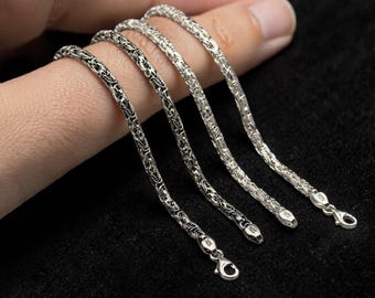 Collana a catena a serpente in argento sterling 925, girocollo cavo da donna, catena rotonda ossidata, gioiello minimalista da indossare a strati, regalo per lei
