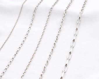 925 Sterling Silver Paperclip Chain Necklace, Dainty Cable Link Chain, Minimalist Everyday Jewelry, Trendy Layering Necklace Gift