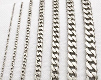925 Sterling Silver Cuban Link Necklace, Classic Curb Chain, Elegant Minimal Jewelry, Luxury Silver Gift, Timeless Necklace