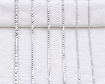 Dainty 925 Sterling Silver Box Chain, Minimalist Thin Choker Jewelry