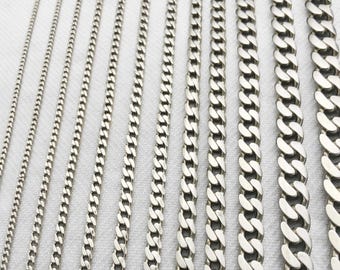 925 Sterling Silver Cuban Link Necklace, Classic Curb Chain, Elegant Minimal Jewelry, Luxury Silver Gift, Timeless Necklace