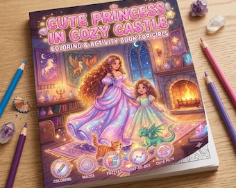 Princess Coloring Book for Kids, Physical Princess Coloring Pages for Girls, Cute Fairy Tale Coloring Activity Book, Shipped for Toddlers