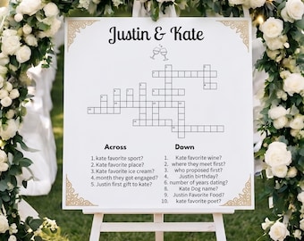 Custom Wedding Crossword puzzle | personalized crossword puzzle | sip & solve game | wedding guest game | Canva editable