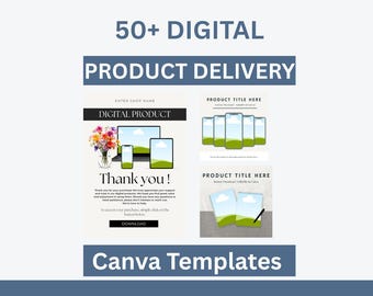 Digital Product Delivery Templates for etsy seller | Canva Editable | MRR & PLR | DFY Digital Product Listing Template  | Thank you pdf svg