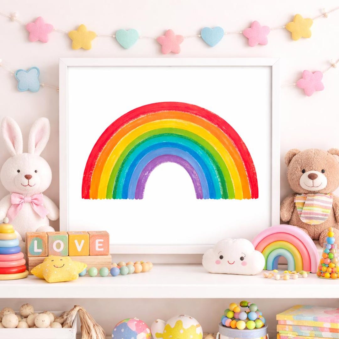 Rainbow Watercolor Art Print – Boho Nursery Wall Decor, Framed Art - Etsy