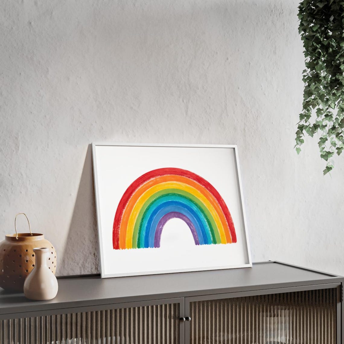 Rainbow Watercolor Art Print – Colorful Boho Wall Decor for Nursery ...