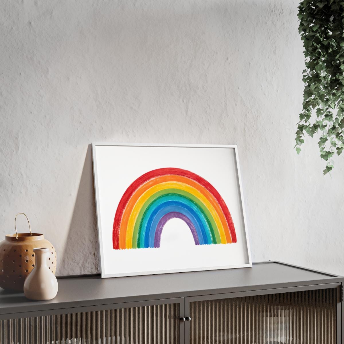 Rainbow Watercolor Art Print – Colorful Boho Wall Decor for Nursery ...