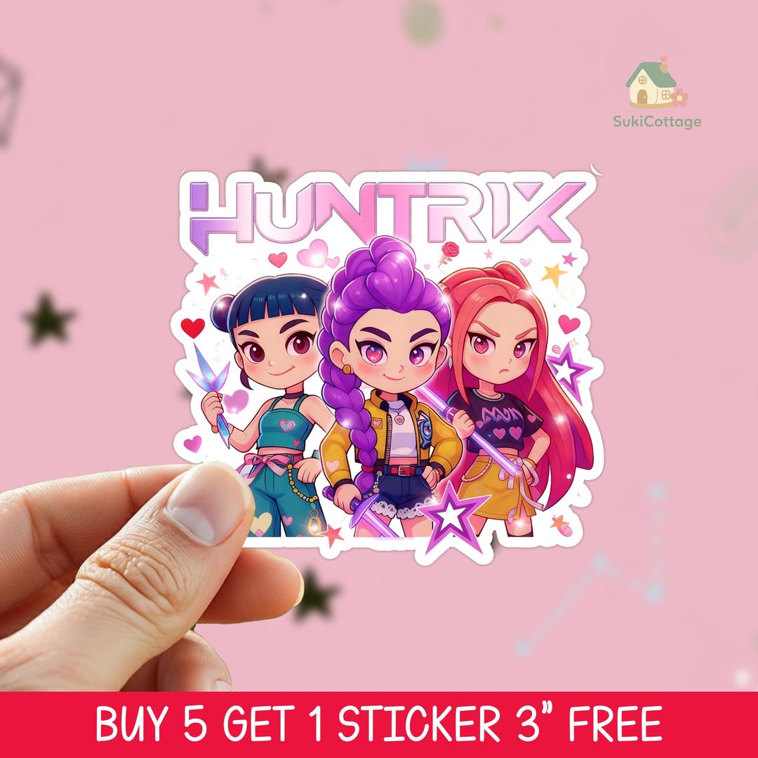 Huntrix Anime Girl Valentine Sticker – K-pop Demon Hunter Vinyl Decal ...