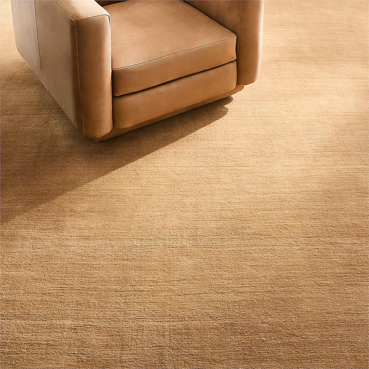 Netural Tan Rug Golden Tan Handmade Wool Area Rug – Solid Modern Plush Carpet ...