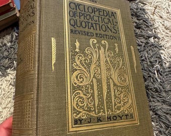 Antique 1896 Cyclopedia of Practical Quotations | Victorian Decorative Book | Gilt Cloth Hardcover | Library Decor
