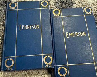 Matching Houghton Mifflin Household Editions — Emerson & Tennyson — Decorative Antique Poetry Set