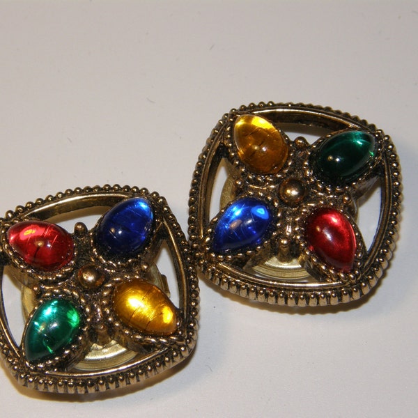 Reserved for Chen Chieng Vintage Button Covers Jewel Tone Stones Great with Blazer