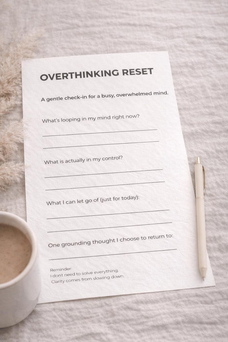Overthinking Worksheet Printable | Calm Racing Thoughts | Mental ...
