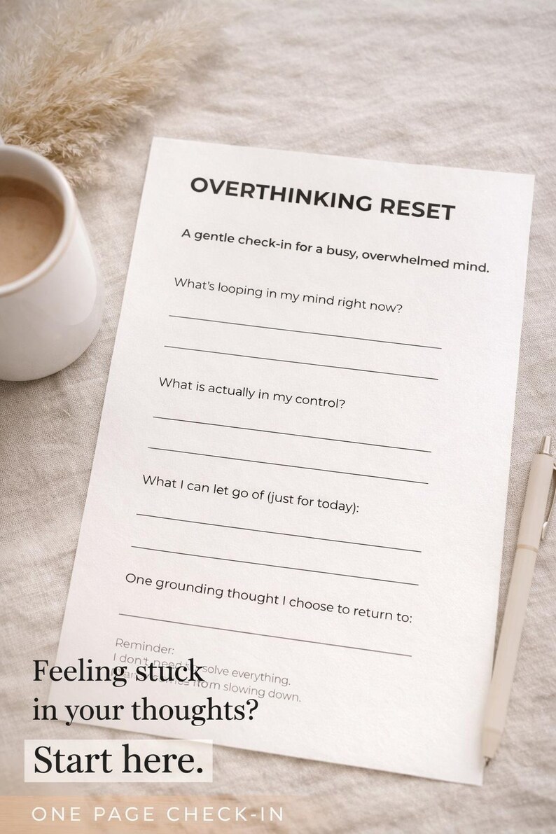 Overthinking Worksheet Printable | Calm Racing Thoughts | Mental ...