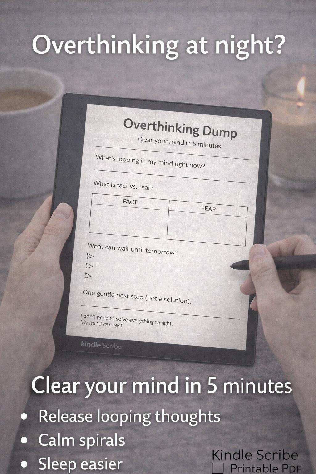 Over Thinking Worksheet.pdf Overthinking Dump | Thought Spiral Reset | Calm Mind Worksheet | Kindle ...