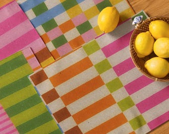 Colorful Striped Placemat Set of 4 – Designer Table Linens, Artisan Pattern, Housewarming Gift, Dining Table Decor