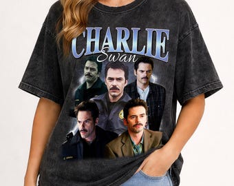 Charlie Swan Vintage Washed T-Shirt, Billy Burke Graphic Unisex Long Sleeve, Bootleg Retro 90's Fans Team Charlie Hoodie Gift